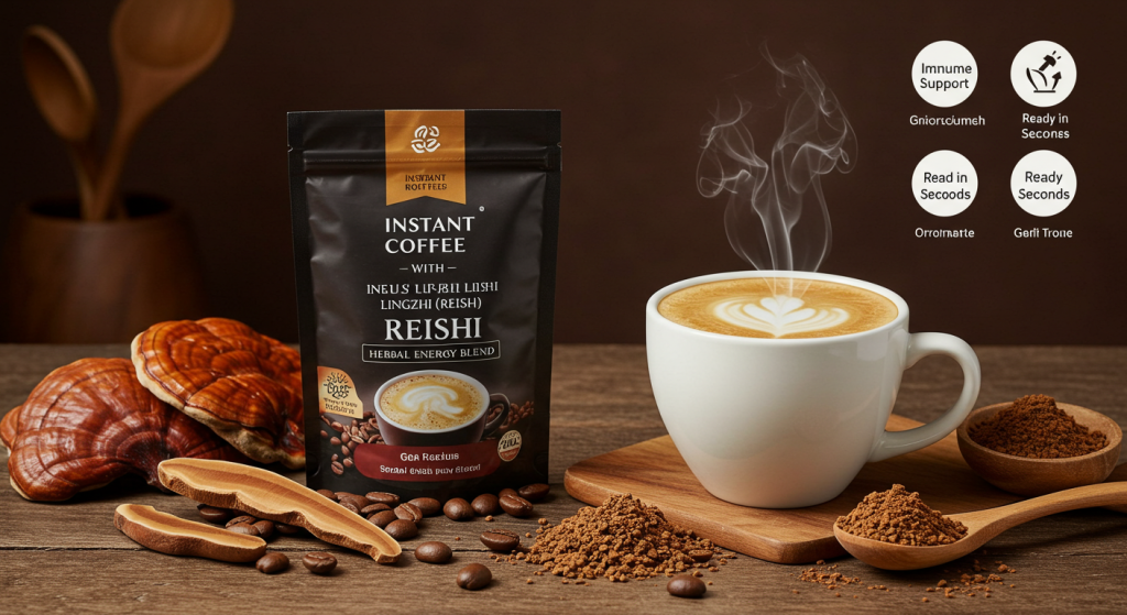 instant coffee with lingzhi reishi