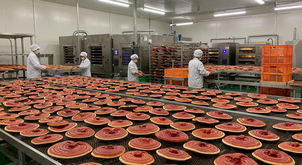 raw reishi mushroom factory