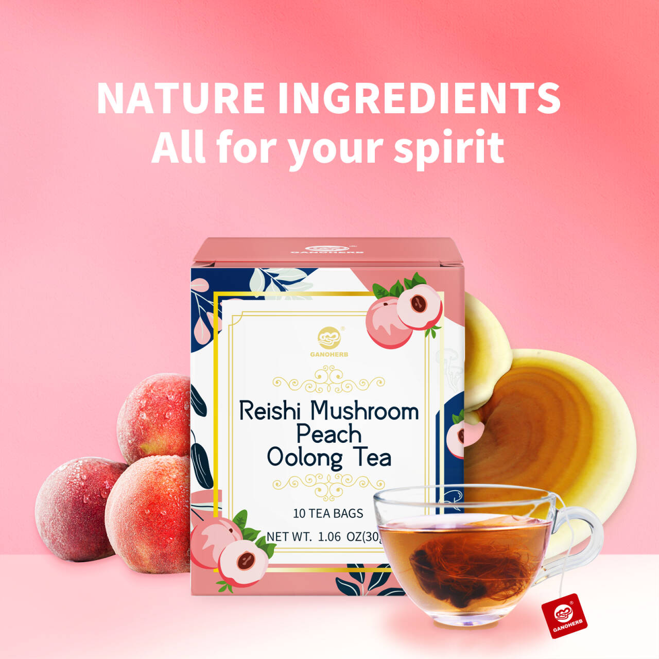 ريشي الفطر الخوخ الشاي الصيني الاسود (2)